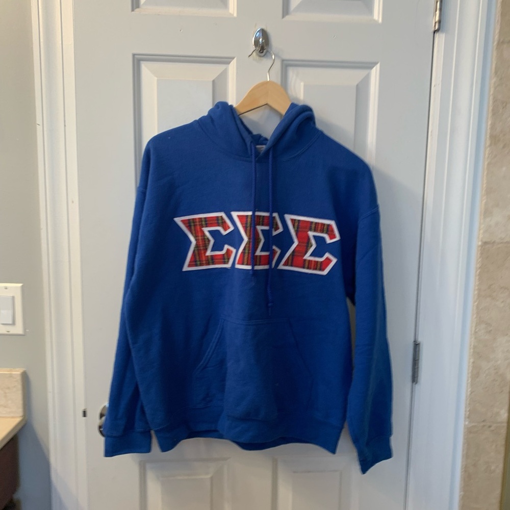 Size medium Royal Blue Tri Sigma Hooded Sweatshirt